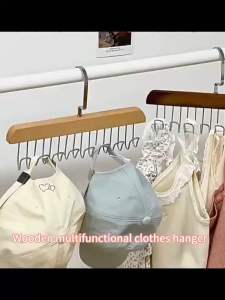 Gantungan Baju 8 Kait Serbaguna Tas Topi Wooden Hook Hanger Korean Style