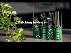 SENDOK GARPU PISAU SET POLKADOT 24 PCS STAINLESS STEEL TERMURAH