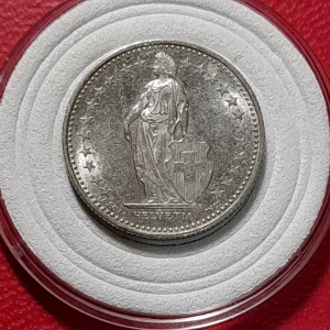 Koin Swiss Koleksi Kuno ½ Franc Helvetia (Kecil)