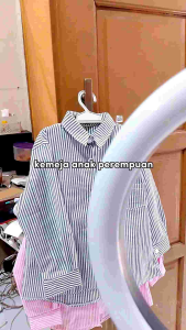 kemeja salur anak perempuan terbaru/kemeja anak 3-12 tahun
