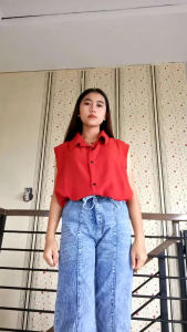 Inner Slevess Kerah Kemeja Kancing/Kemeja Casual Wanita Musim Panas/Kemeja Rompi tanpa Lenfgan Terbaru & Termurah