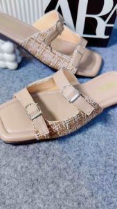 Sandal Selop Zara Rajut Gesper Cute Kekinian Korean Style