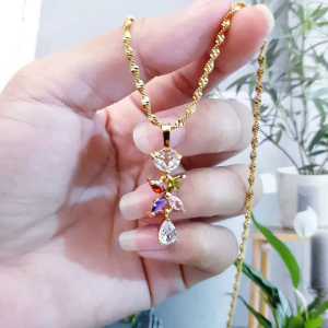 Kalung Melintir Xuping Liontin Batu Warna-Warni Cantik Xds198c