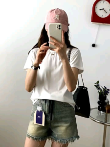 Áo thun thêu Tim nơ đỏ form rộng áo thun tay lỡ HLFashion