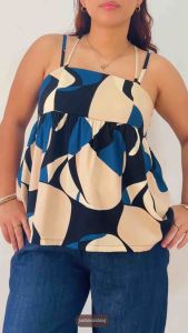 Vanna Double Strap Linen Peplum Top JUSTHIS CLOTHING
