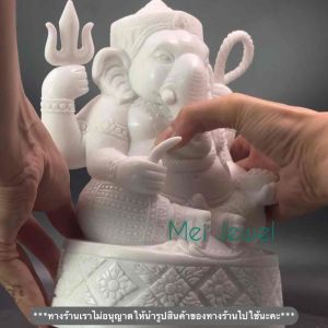 Ganesha พระพิฆเนศ แกะสลักหินขาวกรีก งานฝีมือ หน้าตัก-5นิ้ว