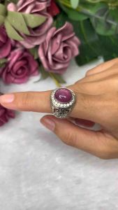 🔥แหวนทับทิมแท้ แหวนชายอัญมณีพลอยคัดเกรด เครื่องประดับของแท้ มีใบรับประกันดูแล AUFU