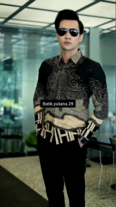 Kemeja Batik  PEKSI SELING HITAM HB-269 Kemeja Batik Slimfit Lengan Panjang Batik Solo - Batik Premium Pria Lengan Panjang Slim Fit Furing - Satrio Dewo
