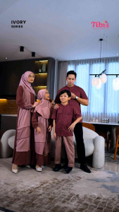 NIBRAS RAYYA SERIES TERBARU | BAJU LEBARAN | COUPLE KELUARGA | IVORY ROSE BROWN (SARIMBIT 2025)