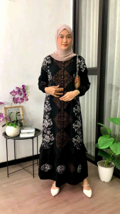 Gamis Twill Pekalongan: Motif Nakula Saku Kanan & Rempel Tumpuk
