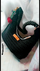Crocheted Cherry Keychain with Green Stem and Leaf - Red Cherries Green Stem Keyring - Souvenir Novelty Gift.