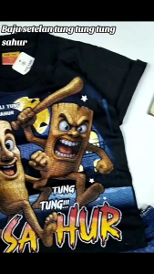 IDC Setelan Baju Kaos Tung Tung Sahur Anak Laki-laki Trendy Viral Lucu