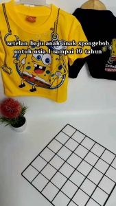 IDC Setelan Baju Anak Laki-laki Perempuan Karakter Spongebob Kekinian Usia 1-10 Tahun