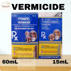VERMICIDE Pyrantel 14.4 mg per mL Suspension (Caramel Flavor) Anthelmintic (15 mL & 60 mL)