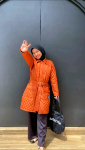 BISA COD | Hijacket Agnezia Cream Bahan Micro Quilting Parachute - Jaket Wanita Panjang Terbaru - Outerwear For Hijabers - Premium Fleece "SOFT TOUCH" - All Size Fit (ORIGINAL)