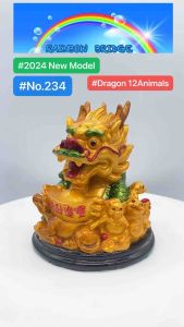 2024 Dragon Feng Shui Luck Chinese 12 Animals Zodiac Sign Good for All In One Round Statue Decor 81