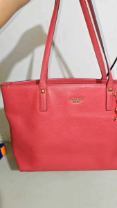 Preloved Lvcat Paris France Pink Tote BagGenuine Leather Bag with Pouch