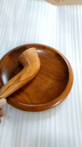 Cobek Kayu Jati Kwalitas Premium Diameter 20 cm Lengkap dengan Ulekan