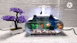 "White series" Aquarium minimalis air mancur/ikan hias/hiasan lampu kamar tidur/hiasan meja kantor