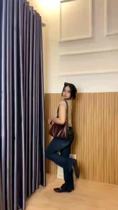 Cutbray Jeans Wanita Highwaist Retro Celana Loose Flared Premium Stretch Kekinian Terbaru