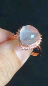 (Real Unit) Natural Pink Crystal Adjustable Ring  粉晶可调戒指 4爪 (S/n: 3131032-3)
