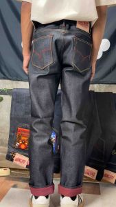 HANDMADE - Art DRAGON 15oz Sanforized Denim Selvedge Accent Red Line Deep Indigo Slim fit