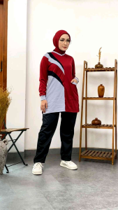 baju setelan olahraga muslimah tunik wanita