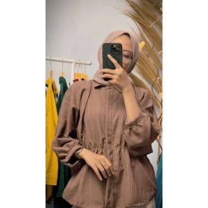 Kemeja Babycrush Medina Shirt Atasan Wanita Oversize Baby Crush - Kemeja Wanita Oversize Kerut Depan