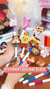DIY Animal Stationery Building Blocks Pencil Sharpener Gel Pen Mini Brick Toy 12pcs Set Children