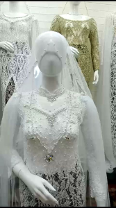 Kebaya Akad Semata Kaki Bahan Brokat Payet