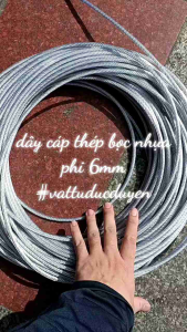 Dây Cáp Thép Bọc Nhựa (Ø 6mm) - Lõi 3.8mm - Kết cấu 6x12 sợi - 60g/ mét Đa Dụng Dùng Ngoài Trời Và Trong Nhà
