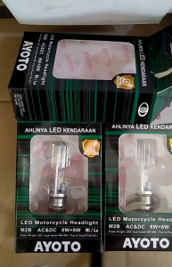 Lampu LED Depan Ayoto 2sisi M2B Cree Original AC&DC H6 Universal motor bebek matic Vario Beat mio Dll