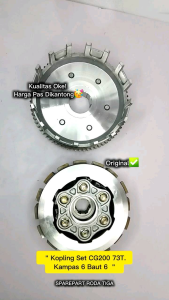 GSM Kampas kopling set CG200-73T kampas 6 baut 6 (GS 27E) sparepart motor roda tiga