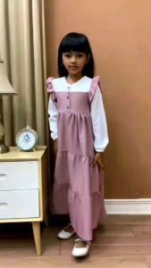 GAMIS ANAK PEREMPUAN MODEL REMPEL TERKINI 2024