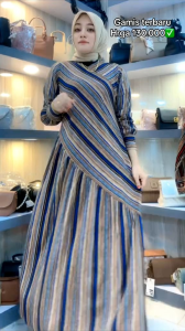 GAMIS AYOMI PREMIUM GAMIS KEKINIAN MODEL STRIPE SERONG // AYOMI DRESS BUSUI TERBARU 2024