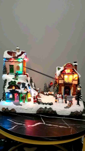 SANTA CLAUS CELEBRATES AT SKI LIFT MOUNTAIN CHRISTMAS VILLAGE DISPLAY