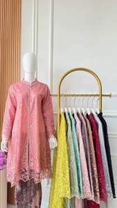 Kebaya Tunik Laura Ld 120cm Resleting Depan Mewah & Elegan Bahan Brukat Premium Non Glitter Grade A