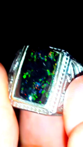 Cincin Black Opal Sempur Banten Natural Jarong Bahan Ranting