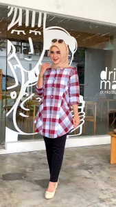 Tunik kotak kekinian/Tunik katun motif kotak