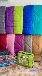 ชุดเครื่องนอน 6 ชิ้น สีพื้นลายริ้ว พื้นลาย นิ้ว นุ่ม นิ่ม สีไม่ตก โปรโมชั่น AIZHUO 🌈