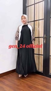 (278) gamis plisket / dres plisket tanpa lengan bahan tebal cocok juga untuk ibu hamil