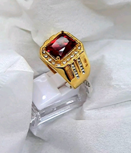 Cincin Pria Titanium Super Batu Akik Blue Safir Anti Karat Tidak Luntur Eklusif