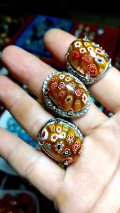 Cincin Batu Akik Colar Bunga tanjung siap pakai Dimensi 18×25