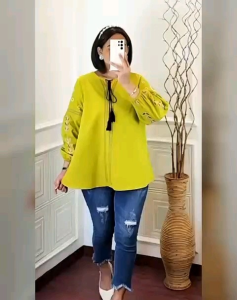 Atasan Blouse Bordir Katun Linen Impor Muat Dari BB 40 Kg - 80 Kg
