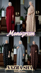 DLOVERA MONOGRAM SADIA: Baju Dress Gamis Wanita Muslimah Monogram Series