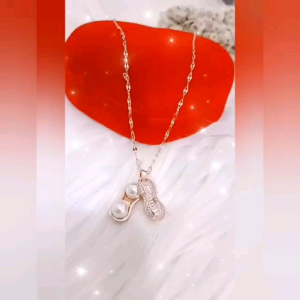 Kalung Titanium Set Liontin Permata Mutiara Anti Karat & Anti Luntur Cocopink Jewelry