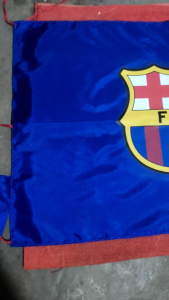 Bendera Barcelona 90x60 Sablon DTF Bahan Poliester Peles Grede A Berkualitas Tinggi