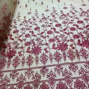 (COD)Bahan kain tulle bordir sulam tebal dan lembut motif bunga bahan terbaru