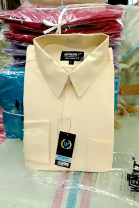 wendya.T Kemeja Pria Formal Warna Kuning Gading✓Kemeja Pria Polos Lengan Panjang