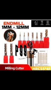 Endmill Carbide 1/1.5/2/2.5/3/4/5/6/8/10/12mm HRC55 Bor Fris Bor Frais Mata Milling End Mills Baru
